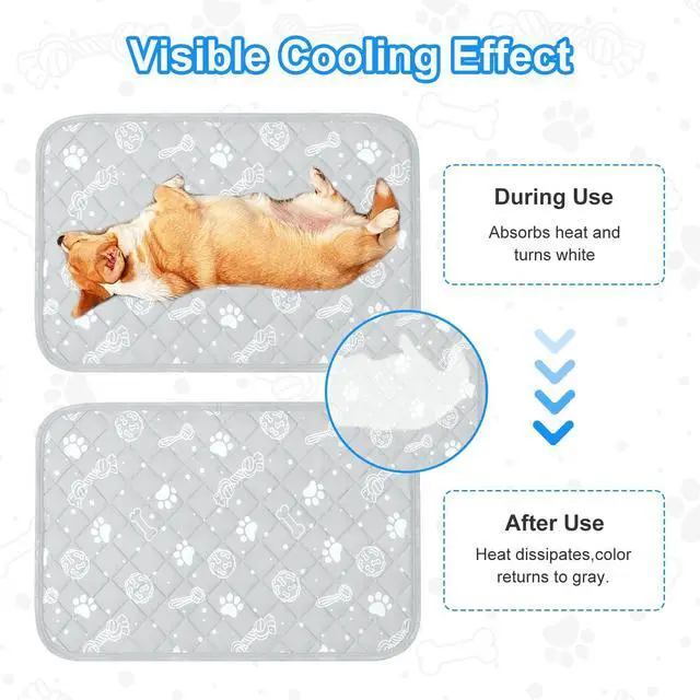 Alt view image 4 of 7 - Self Cooling Mat for Dog, 28x39Cool-Chill Cooling Fiber & Endothermic Color Changing Pet Cooling Pad, Foldable & Washable Non-Toxic Summer Pet Blanket