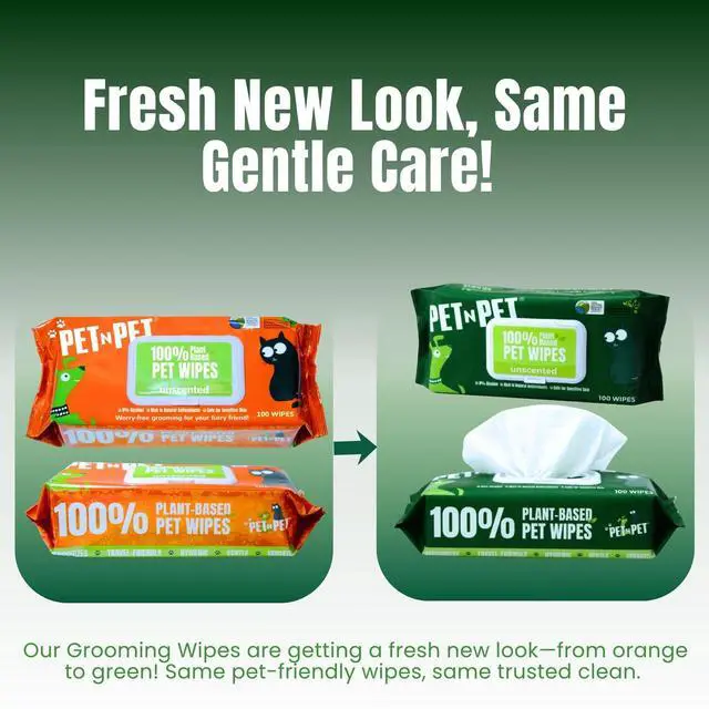 Alt view image 2 of 7 - 100% Plant Based Dog Wipes for Paws and Butt, 100 Counts Hypoallergenic Unscented Dog Pet Wipes, 8" x 8"