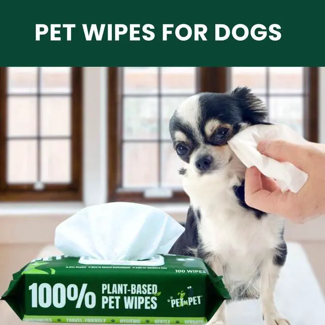 Alt view image 7 of 7 - 100% Plant Based Dog Wipes for Paws and Butt, 100 Counts Hypoallergenic Unscented Dog Pet Wipes, 8" x 8"
