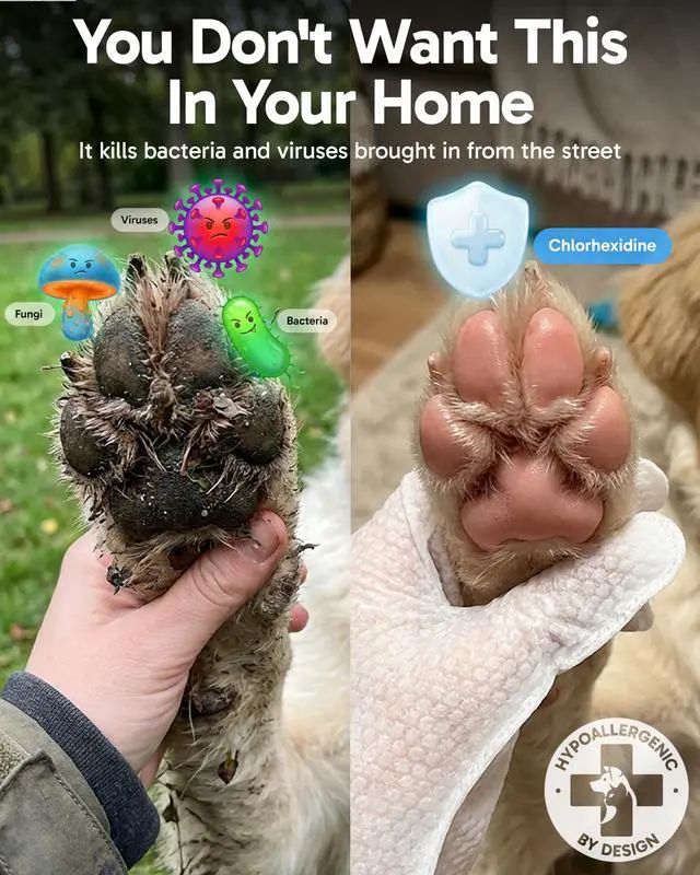 Alt view image 4 of 7 - Pet Glove Wipes with Microfiber Towel (20 Pack) Unscented Chlorhexidine Dog Wipes Oil-Free & Aloe-Free Hypoallergenic Cat Grooming Gloves. Deodorizing Formula with Cucumber & Chamomile