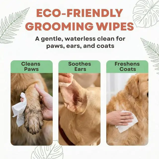 Alt view image 5 of 7 - Hypoallergenic Plant-Based Pet Wipes, Dog and Cat Grooming Wipes for Face, Ears, Body, Butt, and Paws, Fragrance Free, Compostable, 100 Count