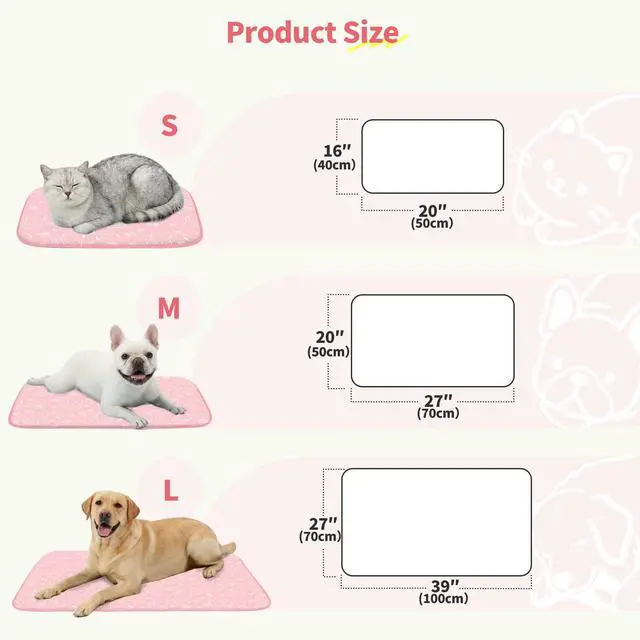 Alt view image 3 of 7 - Pet Cooling Mat -Q-Max>0.345 Ice Silk Cooling Mat for Dogs & Cats Portable & Washable Pet Cooling Blanket, Car Seats, Beds for Summer (Pink Cat, 27'' X 20'' X 0.3'')