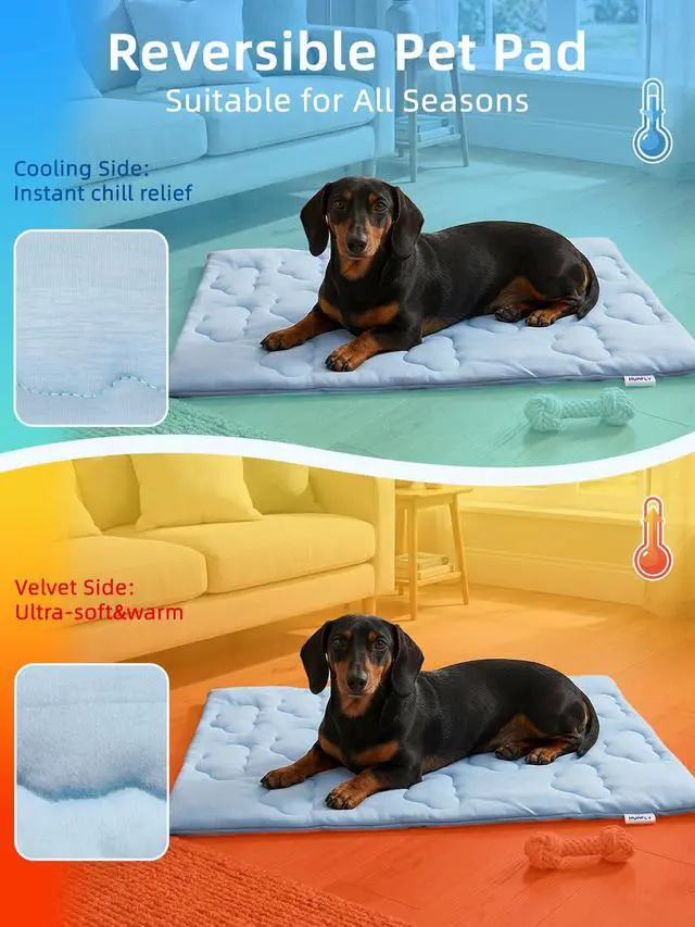Alt view image 4 of 7 - Dog Cooling Mat,Dual-Sided Cooling Mat for DogsCooling Fabric for Summer,Velvet for All SeasonsPortable for Crate,Car Seat,Sofa&Floor,Machine Washable,Keeps Cats,Dogs&Puppies Cool,Cloud Blue