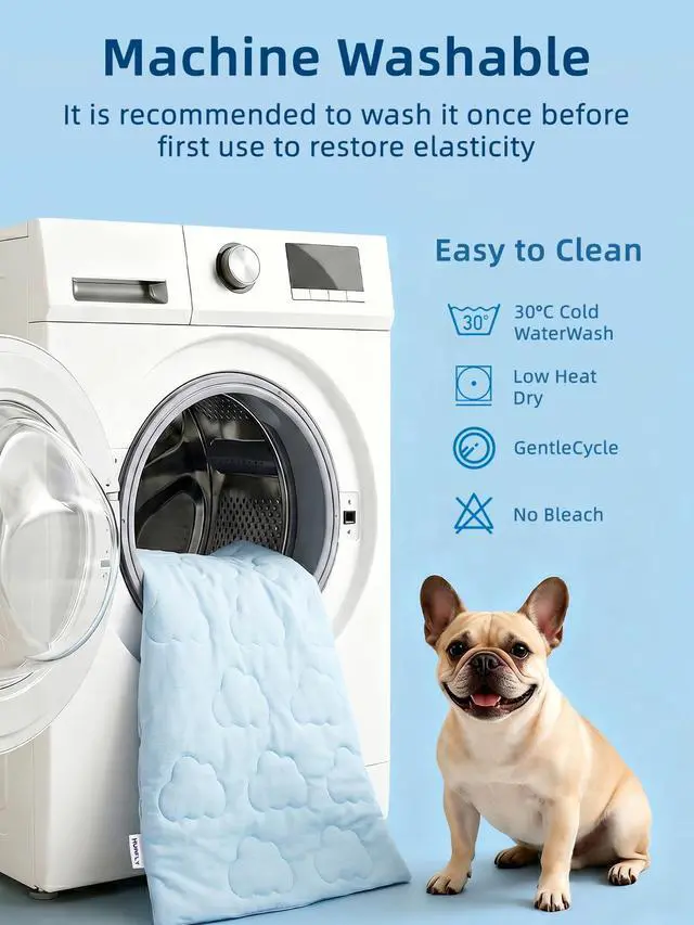 Alt view image 5 of 7 - Dog Cooling Mat,Dual-Sided Cooling Mat for DogsCooling Fabric for Summer,Velvet for All SeasonsPortable for Crate,Car Seat,Sofa&Floor,Machine Washable,Keeps Cats,Dogs&Puppies Cool,Cloud Blue