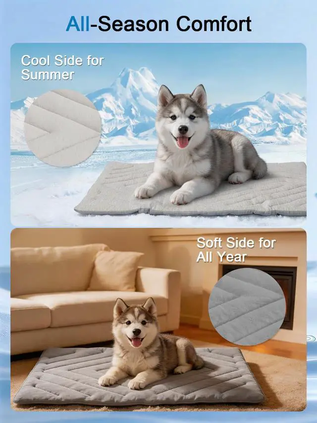 Alt view image 4 of 7 - Dog Cooling Mat Self Coolings Foldable Cooling Pad for Dog in Summer Coolings Mat for Dogs and Cats Machine Washable (Rectangle,Gray, Medium-36 L x 23" W)