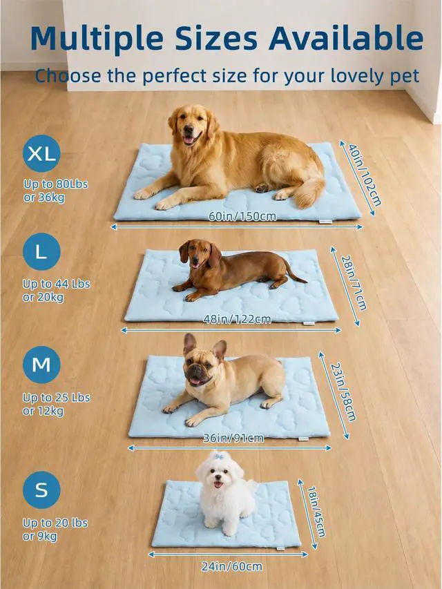 Alt view image 6 of 7 - Dog Cooling Mat,Dual-Sided Cooling Mat for DogsCooling Fabric for Summer,Velvet for All SeasonsPortable for Crate,Car Seat,Sofa&Floor,Machine Washable,Keeps Cats,Dogs&Puppies Cool,Cloud Blue