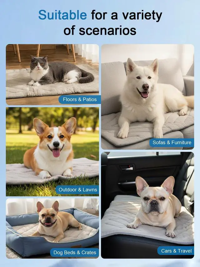 Alt view image 6 of 7 - Dog Cooling Mat Self Coolings Foldable Cooling Pad for Dog in Summer Coolings Mat for Dogs and Cats Machine Washable (Rectangle,Gray, Medium-36 L x 23" W)