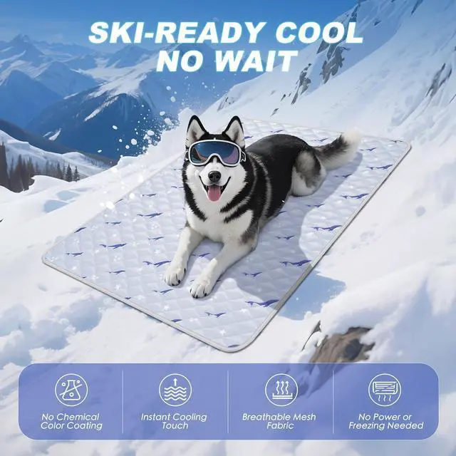 Alt view image 2 of 7 - Dog Cooling Mat, Cooling Mat for Dogs, Breathable Dog Bed with Non-Slip Design, Portable & Washable Pet Pad for Indoor, Outdoor, Crate, Summer Cat Bed, Cool Pet Pad, Gel-Free, 21"x27"