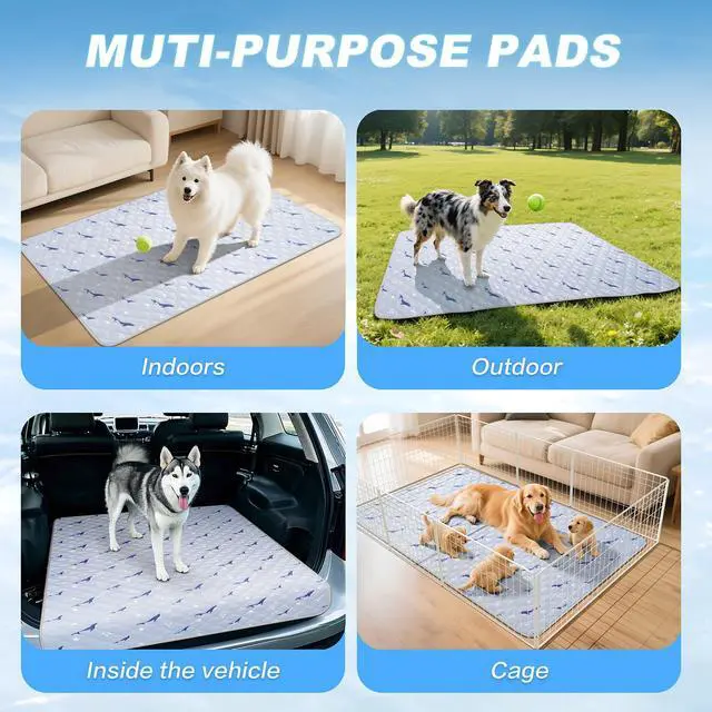 Alt view image 6 of 7 - Dog Cooling Mat, Cooling Mat for Dogs, Breathable Dog Bed with Non-Slip Design, Portable & Washable Pet Pad for Indoor, Outdoor, Crate, Summer Cat Bed, Cool Pet Pad, Gel-Free, 21"x27"