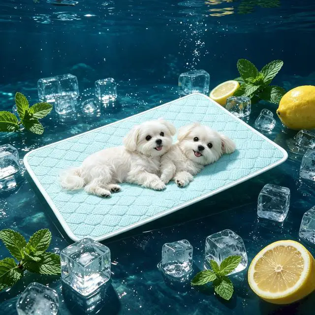 Main image of Pet Cooling Mat Scratch Resistant QMAX>0.5 Instant 6-12°F Drop No Water or Electricity Needed Self Cooling Crate Mat for Bed, Floor, Car Travel Indoor Outdoor Summer Use Light Blue 24" x 18"
