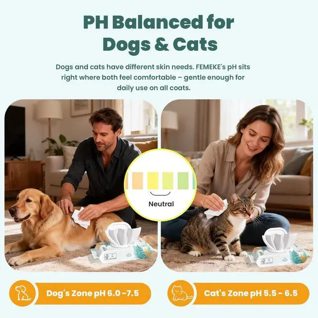 Alt view image 2 of 6 - 200 Count Dog Wipes & Cat Wipes (4x50 Packs) | Hypoallergenic, pH Balanced for Paws, Body, Face & Grooming |All-Natural Plant Fiber Wipes with Aloe, Coconut Oil & Vitamin E |Pearl Texture