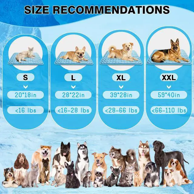 Alt view image 4 of 6 - Dog Cooling Mat, Q-Max>0.4 Pet Dog Self Cool Pad, Ice Silk Washable Summer Cooled Mat for Dogs Cats, Kennels, Crates and Beds