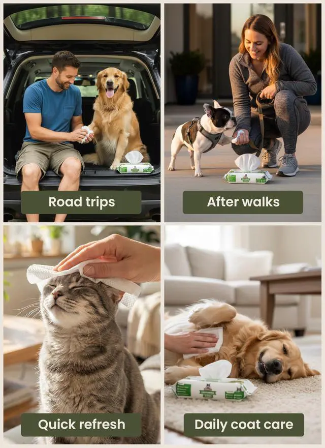 Alt view image 4 of 7 - Dog Grooming Wipes Hypoallergenic Pet Wipes for Paws, Body & Butt Cleaning & Hydrating, Fragrance Free, 100 Count