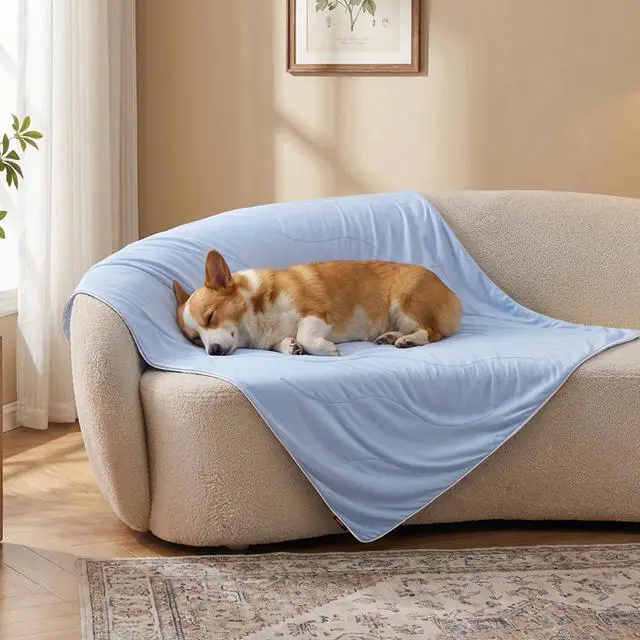 Main image of Cooling Blanket for Medium Dogs - Lightweight Dog Cooling Mat with Breathable Air-Core Fill, Cold Pet Throw Blanket Washable for Summer, Soft Bed Cover, Blue, 30"x40"