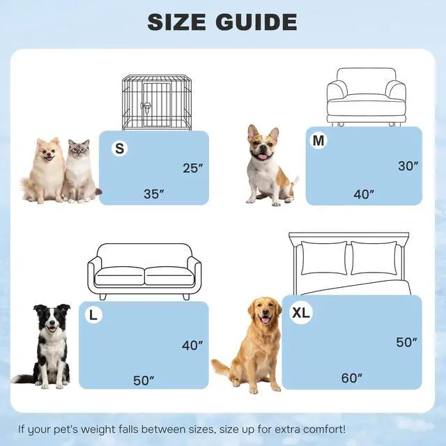 Alt view image 5 of 7 - Cooling Blanket for Medium Dogs - Lightweight Dog Cooling Mat with Breathable Air-Core Fill, Cold Pet Throw Blanket Washable for Summer, Soft Bed Cover, Blue, 30"x40"