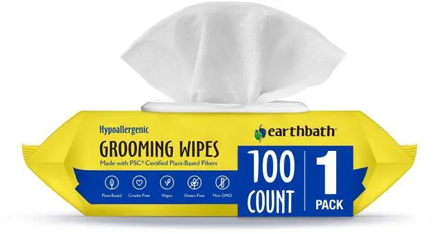 Main image of Dog Grooming Wipes - Dog Wipes for Paws and Butt, Pet Wipes for Dogs & Cats, Helps Itchy & Dry Skin -Fragrance Free, 100 Count (1 Pack)