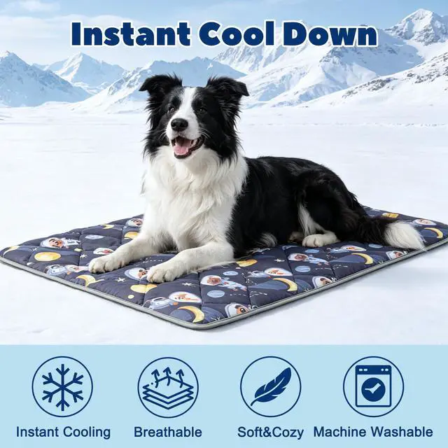 Alt view image 4 of 7 - Dog Cooling Mat for Dogs Cat Cooling Pad for Dog Mat Blanket Summer Cool Tech Fabric Washable Sleeping Pad on Kennel Sofa Bed Floor Car Seats, Small