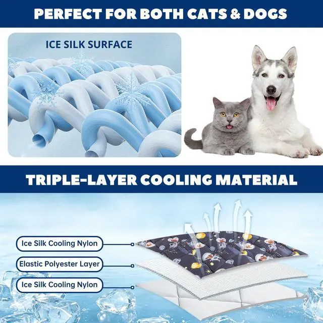 Alt view image 6 of 7 - Dog Cooling Mat for Dogs Cat Cooling Pad for Dog Mat Blanket Summer Cool Tech Fabric Washable Sleeping Pad on Kennel Sofa Bed Floor Car Seats, Small