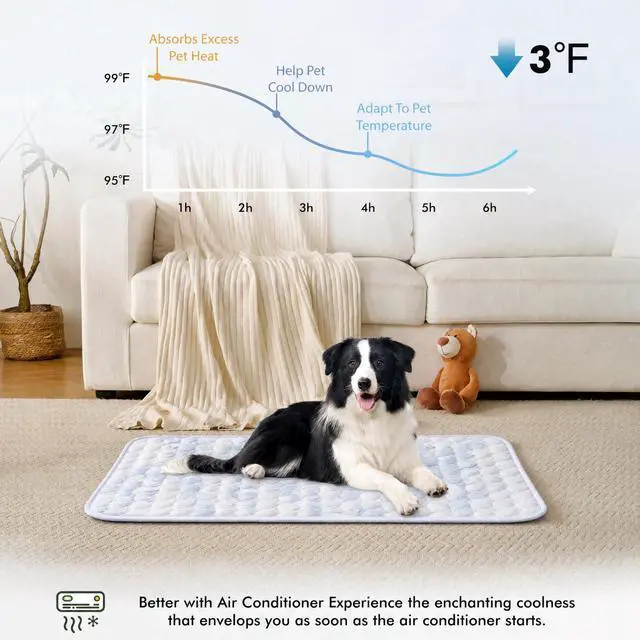 Alt view image 2 of 7 - Summer Cooling Mat & Sleeping Pad- Water Absorption Top, Materials Safe, Easy Carry, EZ Clean. Keep Cooling for Pets, Kids and Adults.(Blue White, 28" x22")