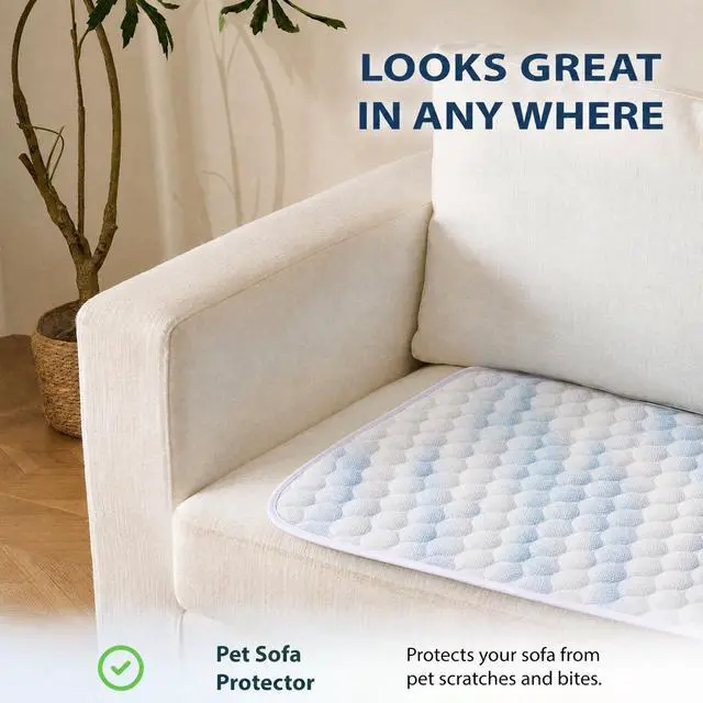 Alt view image 4 of 7 - Summer Cooling Mat & Sleeping Pad- Water Absorption Top, Materials Safe, Easy Carry, EZ Clean. Keep Cooling for Pets, Kids and Adults.(Blue White, 28" x22")
