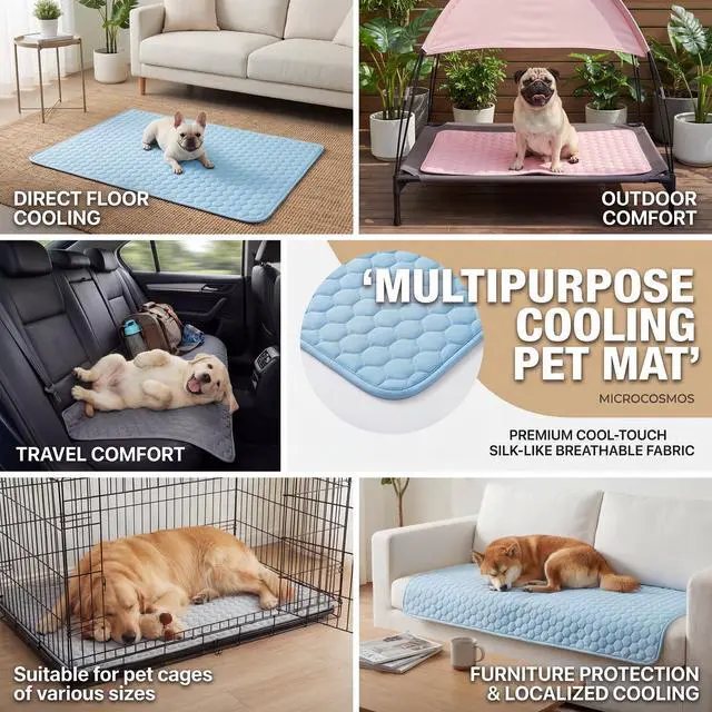 Alt view image 6 of 7 - Summer Cooling Mat & Sleeping Pad- Water Absorption Top, Materials Safe, Easy Carry, EZ Clean. Keep Cooling for Pets, Kids and Adults.(Blue White, 28" x22")