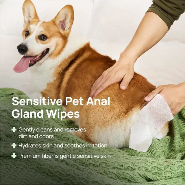 Alt view image 2 of 7 - Wipes for Dogs & Cats, Cleaning Deodorizing Anal Gland Wipes, Hypoallergenic Hydrating & Nourish Fur Dog Grooming Wipes for Paw, Butt, Body