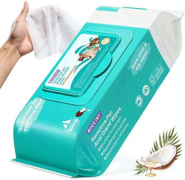 Main image of Wipes for Dogs & Cats, Cleaning Deodorizing Anal Gland Wipes, Hypoallergenic Hydrating & Nourish Fur Dog Grooming Wipes for Paw, Butt, Body