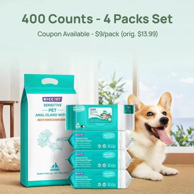 Alt view image 6 of 7 - Wipes for Dogs & Cats, Cleaning Deodorizing Anal Gland Wipes, Hypoallergenic Hydrating & Nourish Fur Dog Grooming Wipes for Paw, Butt, Body