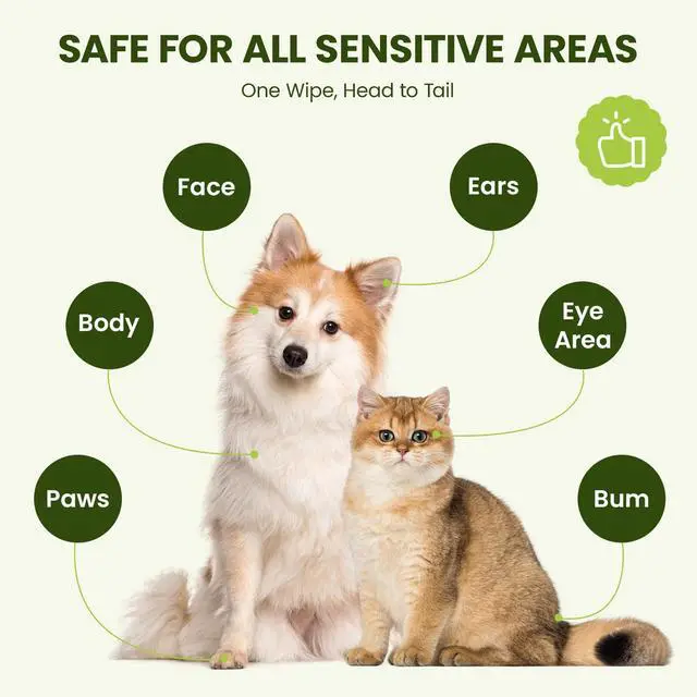Alt view image 2 of 7 - Hypoallergenic Pet Wipes for Dogs, Cats & Small Animals Quick Clean & Deodorize Paws, Butt, Eyes, Face & Fur | Daily Grooming Wipes | Extra Large & Thick | Coconut Scented, 100 Count