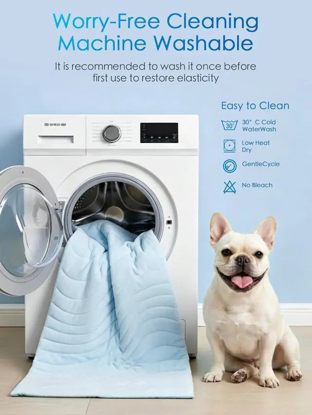 Alt view image 5 of 7 - Dog Cooling Mat, Q-MAX0.46 Thickened Breathable Cold Pad for Summer Active Dog, 36"x23" Portable Washable Kennel Crate Pet Bed, Rapid Cooling Durable Non-Gel Blue