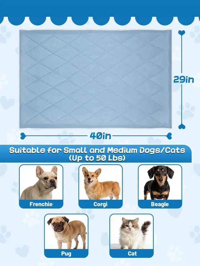 Alt view image 3 of 7 - 29x40in Cooling Blanket for Dogs - Machine Washable Soft Blanket with Q-MAX>0.4, Fits Small Medium Dogs Cats, Summer Cooling Mat for Dog Kennel Car Seat Indoor Furniture Couch Sofa Protector