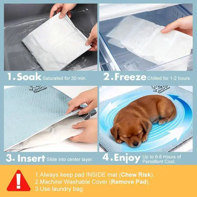 Alt view image 4 of 7 - Dual-Sided Cooling Mat for Dogs & Cats Ice Silk & Corn Fleece, Washable Pet Cooling Pad for Summer Heat Relief, Portable for Crates, Car,Strollers & All Seasons