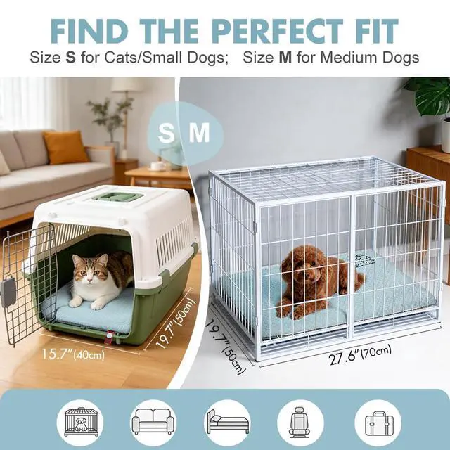 Alt view image 5 of 7 - Dual-Sided Cooling Mat for Dogs & Cats Ice Silk & Corn Fleece, Washable Pet Cooling Pad for Summer Heat Relief, Portable for Crates, Car,Strollers & All Seasons