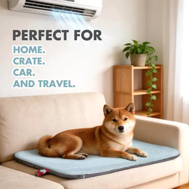 Alt view image 7 of 7 - Dual-Sided Cooling Mat for Dogs & Cats Ice Silk & Corn Fleece, Washable Pet Cooling Pad for Summer Heat Relief, Portable for Crates, Car,Strollers & All Seasons