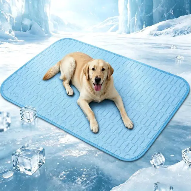 Main image of Dog Cooling Mat for Dogs, 40 x 28 in Ice Silk Pet Cooling Pad, Blue