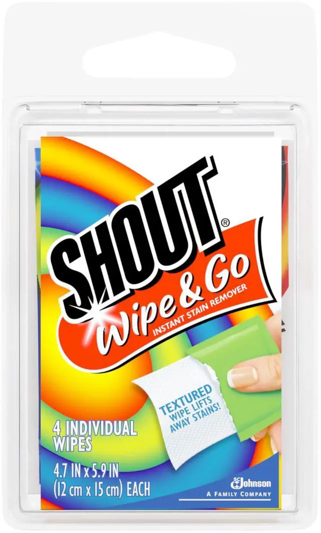 Main image of Wipes, Wipe and Go Instant Stain Remover, Laundry Stain and Spot Remover for On-the-Go, 4 Wipes (Pack of 1)