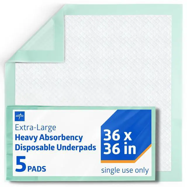 Main image of Bed Pads Disposable Adult, Heavy Duty Chux Pads, 36x36, 5 Count, Incontinence Bed Pads for Adults, Chucks Underpads Extra Large, Disposable Bed Pads for Incontinence, Pee Pads