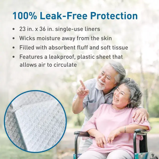 Alt view image 5 of 7 - Disposable Incontinence Underpads, Standard Absorbency, 23" x 36", 10 Pads
