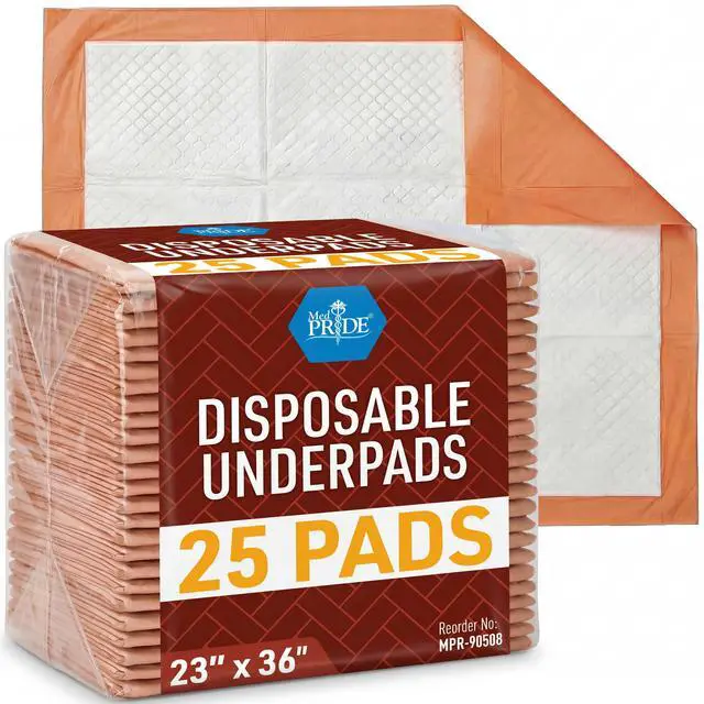 Main image of Disposable Underpads 23x36 in, Super Absorbent Adult Bed Pads for Incontinence, Bedding Protection, Prevents Leakage, 25 Count