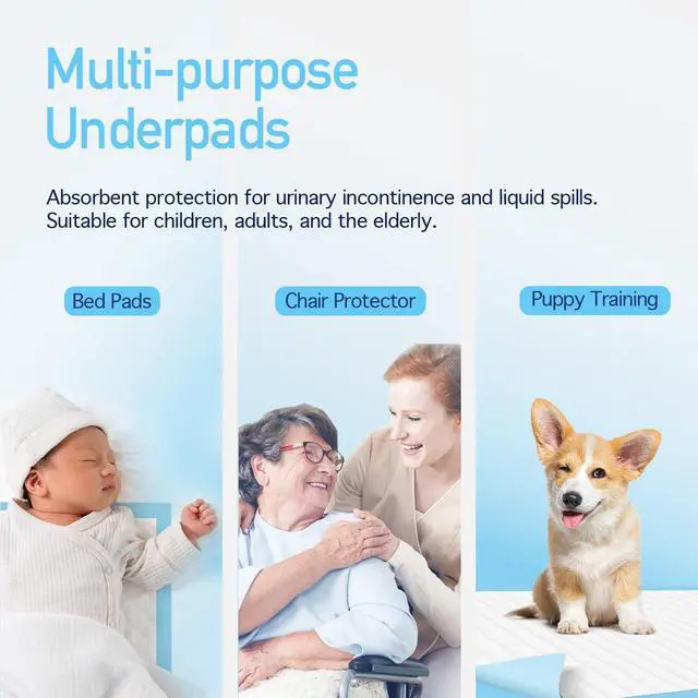 Alt view image 4 of 7 - Disposable UnderPad, 17" x 24", 22g, 100 Count, Medical-Grade Incontinence Bed Pad to Protect Sheet, Mattresses, and Furniture
