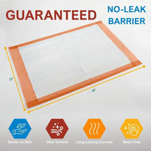 Alt view image 6 of 7 - Disposable Underpads 23x36 in, Super Absorbent Adult Bed Pads for Incontinence, Bedding Protection, Prevents Leakage, 25 Count