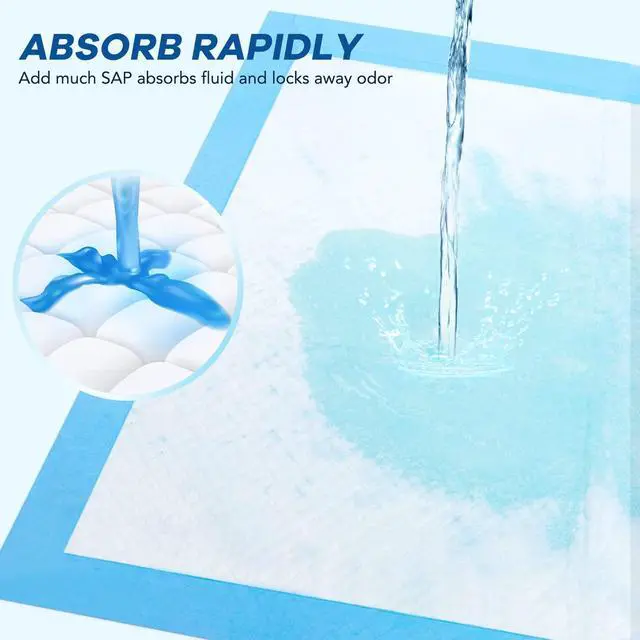 Alt view image 2 of 7 - Disposable Underpads 24" x 36" Incontinence Bed Pads 25Count Chux Pee Pads Heavy Absorbency Furniture & Surface Protection, for Kids, Adults, Elderly, Pets