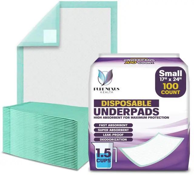 Main image of Disposable Bed Pads for Adults 17 x 24 (100 Count) - Super Absorbent and Waterproof - Incontinence Bed Pads, Chuck Pads, Chux Pads, Changing Pads for Baby, Pee Pads for Kids