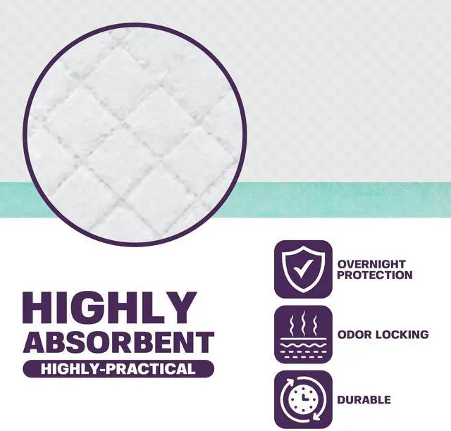 Alt view image 5 of 7 - Disposable Bed Pads for Adults 17 x 24 (100 Count) - Super Absorbent and Waterproof - Incontinence Bed Pads, Chuck Pads, Chux Pads, Changing Pads for Baby, Pee Pads for Kids