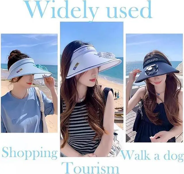 Alt view image 6 of 6 - Sun Visor Hats with Fan-Three Temp Settings Visors for Women/Men/Kids Adjustable Elastic Buckle (US, Numeric, 7 1/8, 7 3/4, Black)