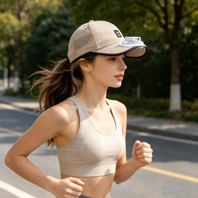 Alt view image 2 of 7 - Solar Powered Fan Baseball Cap Mesh Summer Outdoor Beach Sun Hats for Men Women Cool Fan UV Protection Camping Fishing Cap UPF 50+ Wide Brim Dad Trucker Cap Tennis Golf Sun Visor Cycling Running Hat