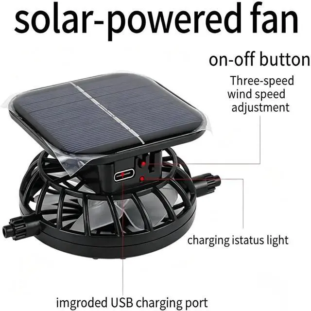 Alt view image 3 of 6 - Men Women Solar Powered Fan Hat Cooling Baseball Hat Perfect for Watching Soccer Matches, Summer Beach Fishing Camping Sun Hat Black