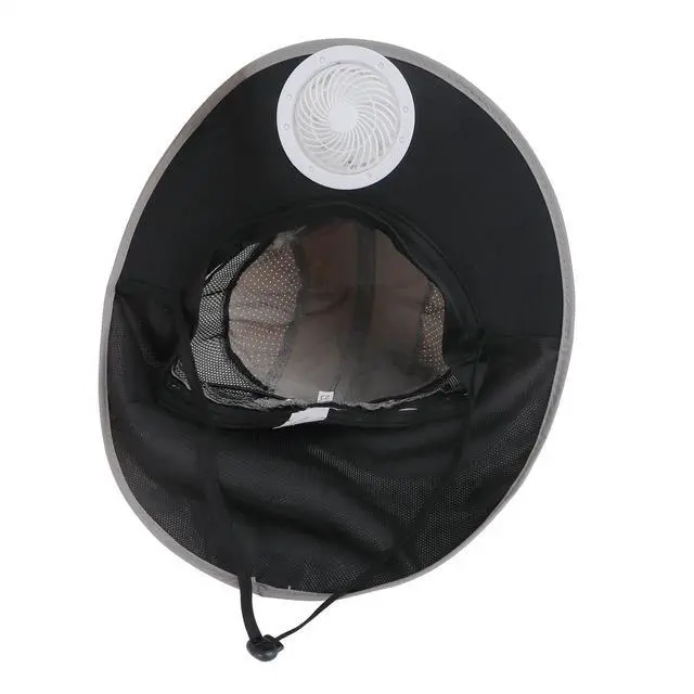 Alt view image 7 of 7 - Kids Boys Girls Solar Powered Fan Hat Wide Brim Beach Fishing Sun Hat Solar Fan/USB Charging Sunhat Summer Cooling Fan Hats Dark Grey