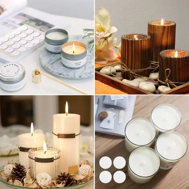 Alt view image 5 of 6 - 300Pcs Functional Smokeless Candle Wicks - Pre Waxed Cotton Wick with Metal Sustainer Tabs for Pillar Candle Making and DIY, 9cm/3.5in, 15cm/6in, 20cm/8in