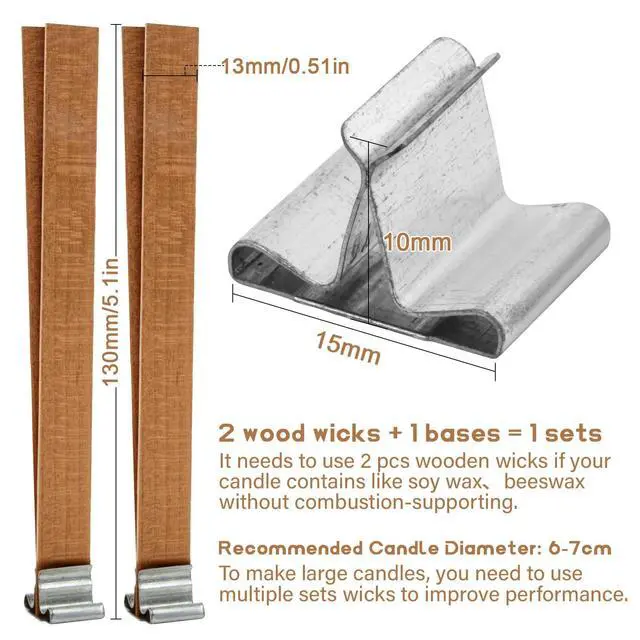 Alt view image 2 of 7 - 100 Wood Wicks for Candles Making - Smokeless Wooden Candle Wicks | Crackling Candle Wax Wood Wick, mechas para velas, Candle Making Wicks for Paraffin, Soy Wax Candlemaking Supplies(50 Sets)